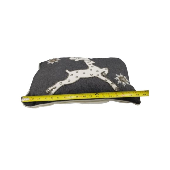 Debage Throw Pillow Reindeer Beading Snowflakes Removable Cover - Picture 7 of 8